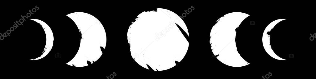 Moon phases flat icon vector illustration isolated on black background.