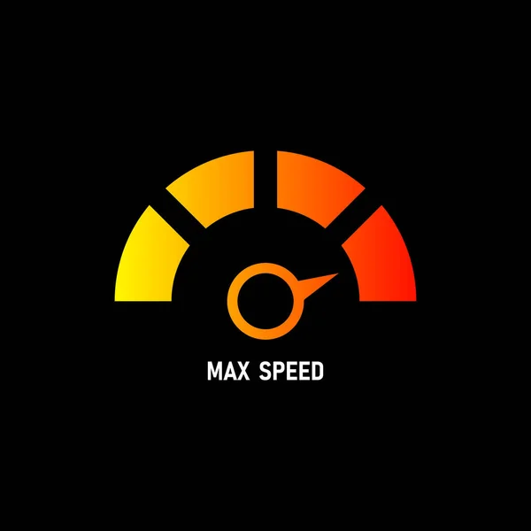 Speedometer Logo Icon Max Speed Meter Vector Illustration Isolated Black — Stock Vector