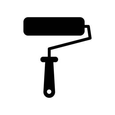 Boya silindiri ikonu. İnşaat aleti. Düz resim çizimi beyaz arkaplanda izole edildi. Vektör EPS 10