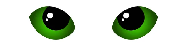 Söta Gröna Katt Ögon Illustration Isolerad Vit Bakgrund Vektor Eps — Stock vektor