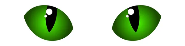 Nette Grüne Katzenaugen Illustration Isoliert Auf Weißem Hintergrund Vektor Eps — Stockvektor