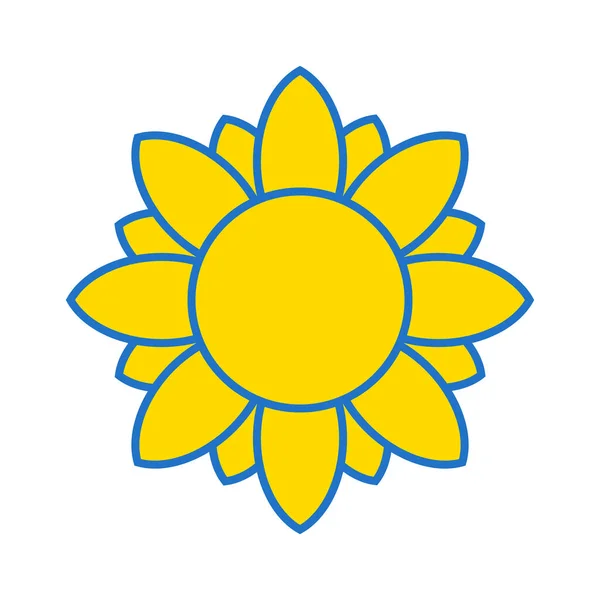 Ukrainian Sunflower Illustration Ukrainian Flower Icon Yellow Blue Colors Isolated — Vettoriale Stock