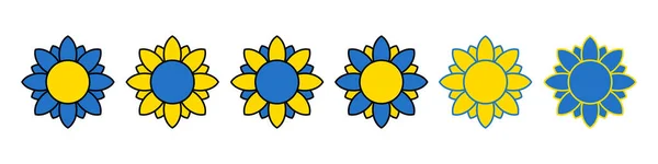 Ukrán Napraforgó Illusztráció Ukrán Virág Ikon Sárga Kék Színekben Elszigetelt — Stock Vector