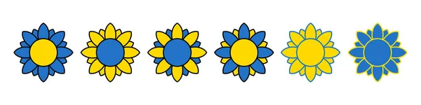 Oekraïense Zonnebloem Illustratie Oekraïense Bloem Pictogram Gele Blauwe Kleuren Geïsoleerd — Stockvector