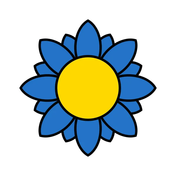 Ukrainian Sunflower Illustration Ukrainian Flower Icon Yellow Blue Colors Isolated — Vettoriale Stock