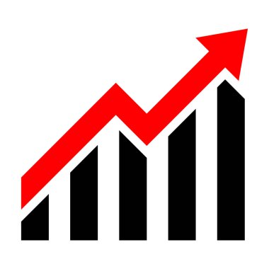 Kâr tablosu sembolü tasarımı. Yukarı ok simgesi. İş haritası büyümesi. Vektör EPS 10