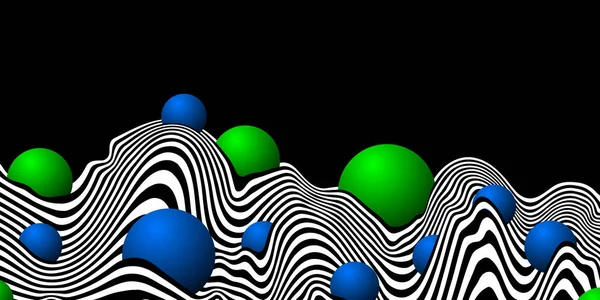 Modern Wavy Lines Illustration Bright Balls Abstract Cover Background Design — Archivo Imágenes Vectoriales
