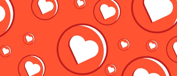 Mnóstwo Ikon Emoji Serca Czerwonym Tle Nowoczesna Okładka Mediów Społecznościowych — Wektor stockowy