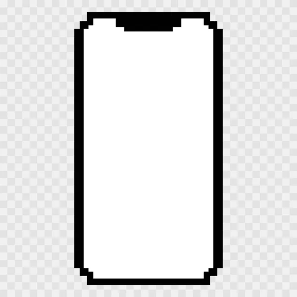 Smartphone Ikon Pixel Konst Stil Isolerad Transparent Bakgrund Vektor Eps — Stock vektor