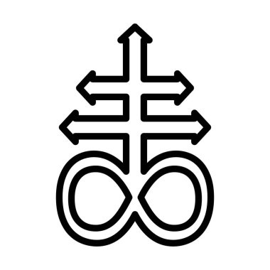 Leviathan haçı, sülfür veya satanizmin simya sembolü. Korku ya da Cadılar Bayramı için tişört baskısı. Beyaz arkaplanda trend çizimi izole edildi. Vektör EPS 10.