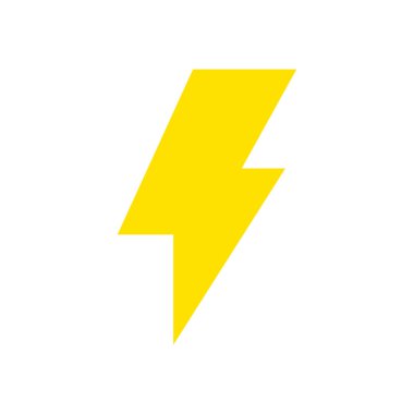 Yıldırım, şimşek simgesi. Modern vektör illüstrasyonu beyaz arkaplanda izole edildi.