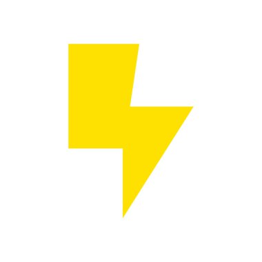 Yıldırım, şimşek simgesi. Modern vektör illüstrasyonu beyaz arkaplanda izole edildi.