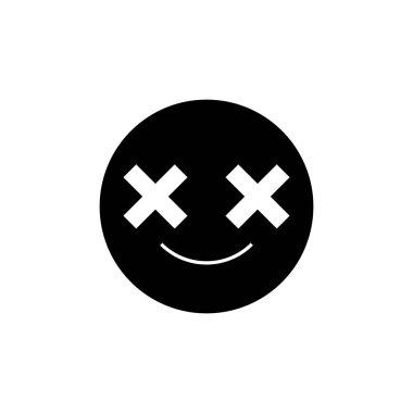 Havalı bir gülümseme ikonu. Düz stil emoji çizimi beyaz arkaplanda izole edildi. Vektör EPS 10