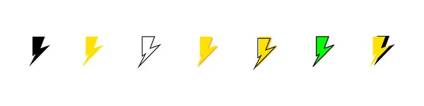 Vektorové Ikony Hromu Nastaveny Elektrické Znamení Symbol Blesku Moderní Vektorové — Stockový vektor