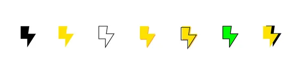 Ikony Wektora Gromu Ustawione Znak Elektryczny Symbol Pioruna Nowoczesny Wektor — Wektor stockowy