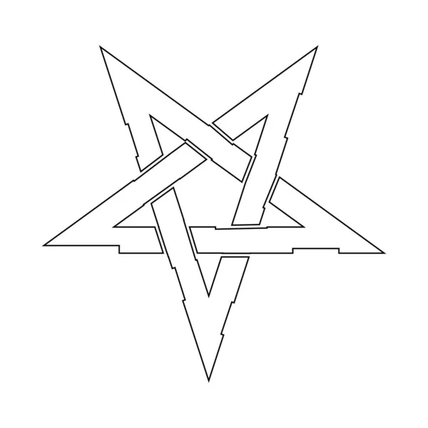 Pentagrama Estrela Invertida Ilustração Vetorial Isolada Sobre Fundo Branco — Vetor de Stock