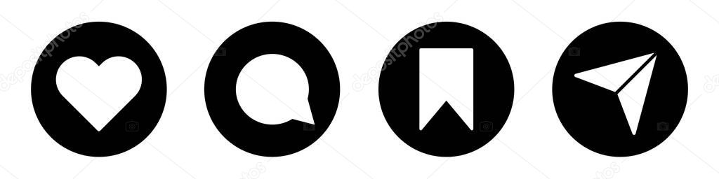 Like, comment, share and save. Modern vector icons isolated on white background.