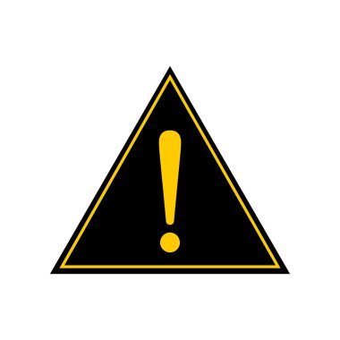 Sarı acil uyarı sembolü ve güvenlik alarmı. Dikkat ya da ünlem tehlike arz ediyor. Beyaz arkaplanda vektör simgesi çizimi izole edildi.