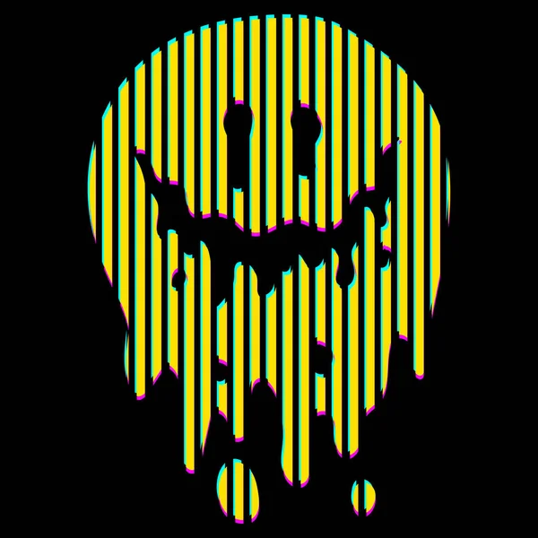 Cool Rave Glitch Face Icon Trendy Design Shirt Print Psychedelic — Stockvektor