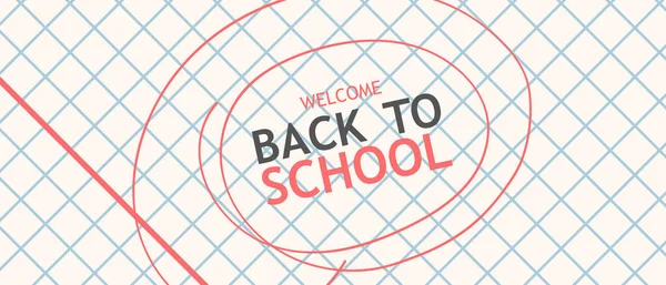 Welcome Back School Text School Notebook Cage Abstract Vector Cover — Image vectorielle
