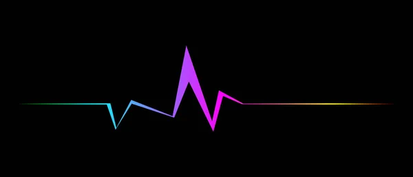 Абстрактна Градієнтна Лінія Серцебиття Ізольована Чорному Тлі Вектор Eps — стоковий вектор
