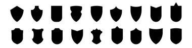 Shield black silhouette icons. Vector illustration isolated on white background.