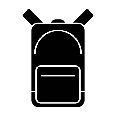 School backpack black flat icon. Back to school. Vector illustration isolated on white background.