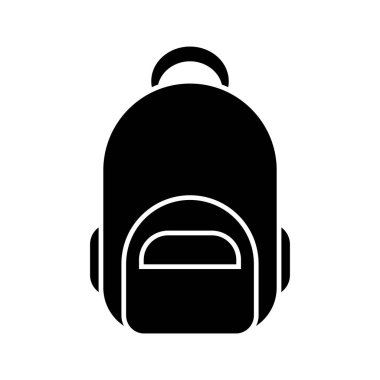 School backpack black flat icon. Back to school. Vector illustration isolated on white background.