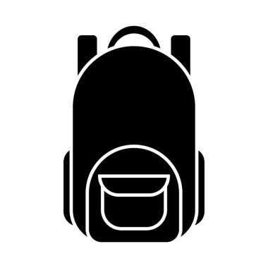 School backpack black flat icon. Back to school. Vector illustration isolated on white background.