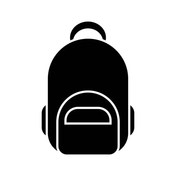 School Backpack Black Flat Icon Back School Vector Illustration Isolated — Vector de stock