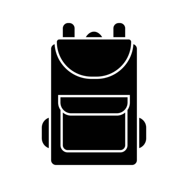 School Backpack Black Flat Icon Back School Vector Illustration Isolated — стоковый вектор