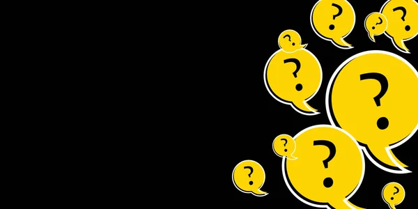 Speech Bubbles Question Marks Black Background Abstract Vector Illustration Eps — ストックベクタ
