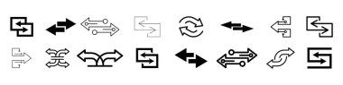 Transfer arrows icon set. Linear style sign for mobile concept and web design. Left right arrows icons. Symbol, logo illustration. Vector isolated on white background.