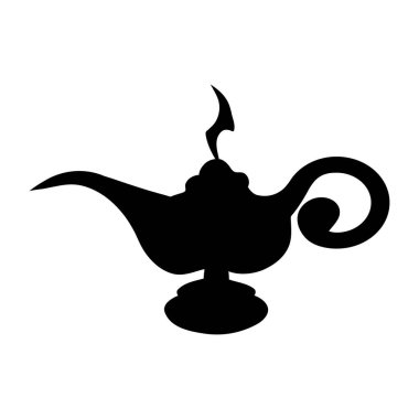 Cartoon genie lamp. Vector illustration isolated on white background.