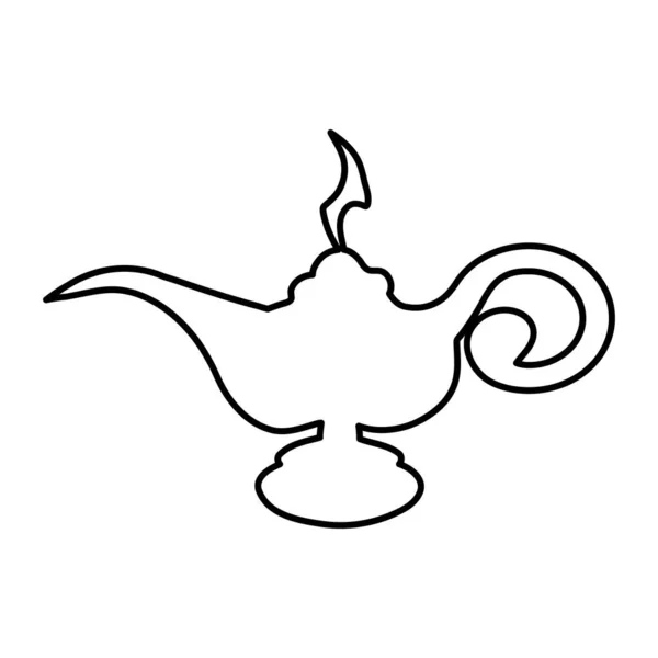 Cartoon Genie Lamp Vector Illustration Isolated White Background —  Vetores de Stock