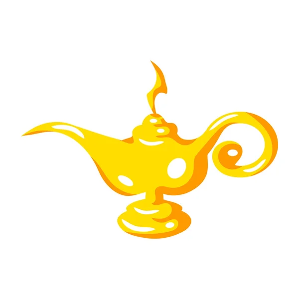 Cartoon Genie Lamp Vector Illustration Isolated White Background — Stock Vector