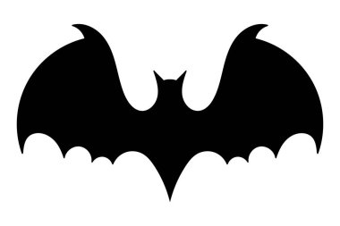 Bat icon. Black flat silhouette of bat. Vector illustration isolated on white background.