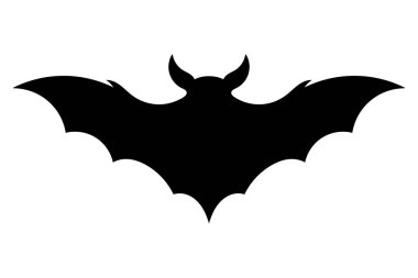 Bat icon. Black flat silhouette of bat. Vector illustration isolated on white background.