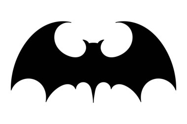 Bat icon. Black flat silhouette of bat. Vector illustration isolated on white background.
