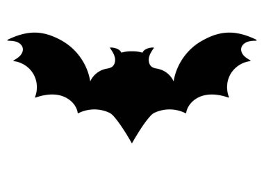Bat icon. Black flat silhouette of bat. Vector illustration isolated on white background.