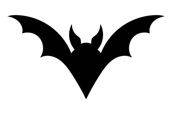 Bat Icon Black Flat Silhouette Bat Vector Illustration Isolated White — ストックベクタ