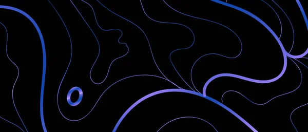 Blue Neon Wavy Lines Illustration Black Background Abstract Luxury Wallpaper — Stockvector