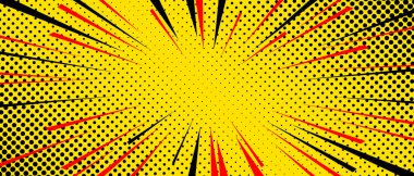 Abstract comic zoom motion lines with halftone background. Vector illustration