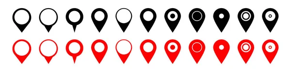 Map Pointers Icons Set Map Marker Different Shapes Vector Isolated — Stockový vektor