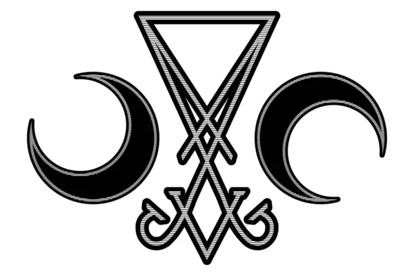 Znak Ikony Lucifer Nálepky Nebo Trička Potisk Ilustrace Gotickém Stylu — Stockový vektor