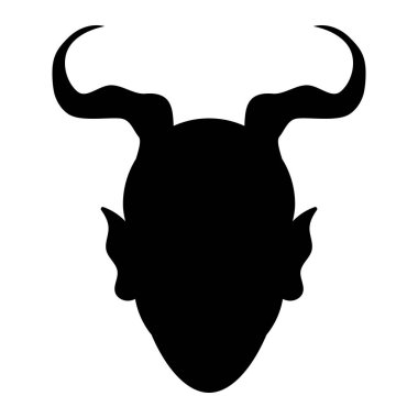 Devil's head with horns. Lucifer black silhouette for halloween holiday design. Vector illustration isolated on white background.