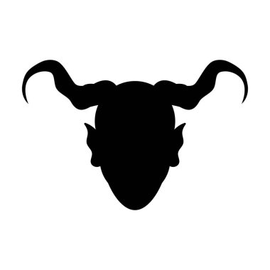 Devil's head with horns. Lucifer black silhouette for halloween holiday design. Vector illustration isolated on white background.