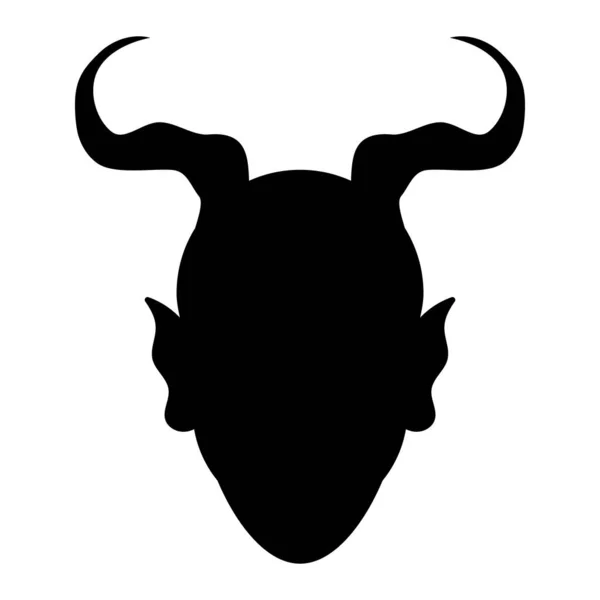 Devil Head Horns Lucifer Black Silhouette Halloween Holiday Design Vector — Image vectorielle