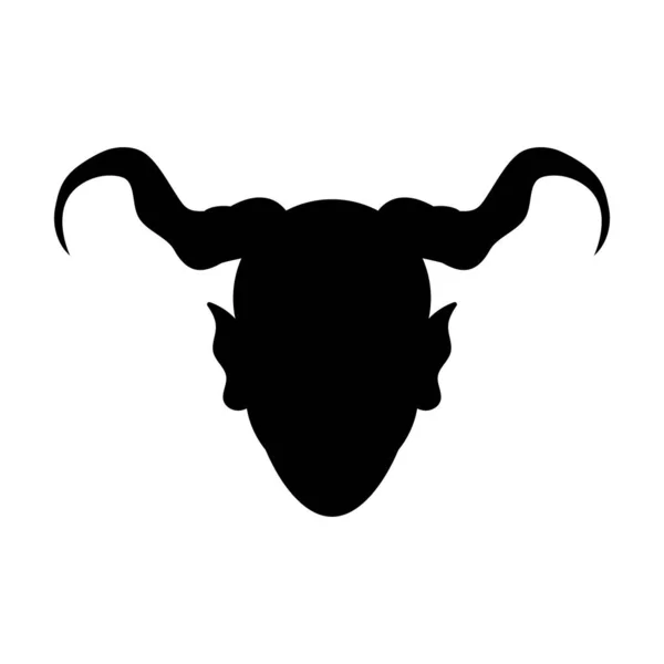 Devil Head Horns Lucifer Black Silhouette Halloween Holiday Design Vector — Image vectorielle