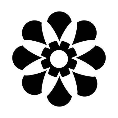 Abstract flower black silhouette. Shape icon illustration isolated on white background. Vector EPS 10